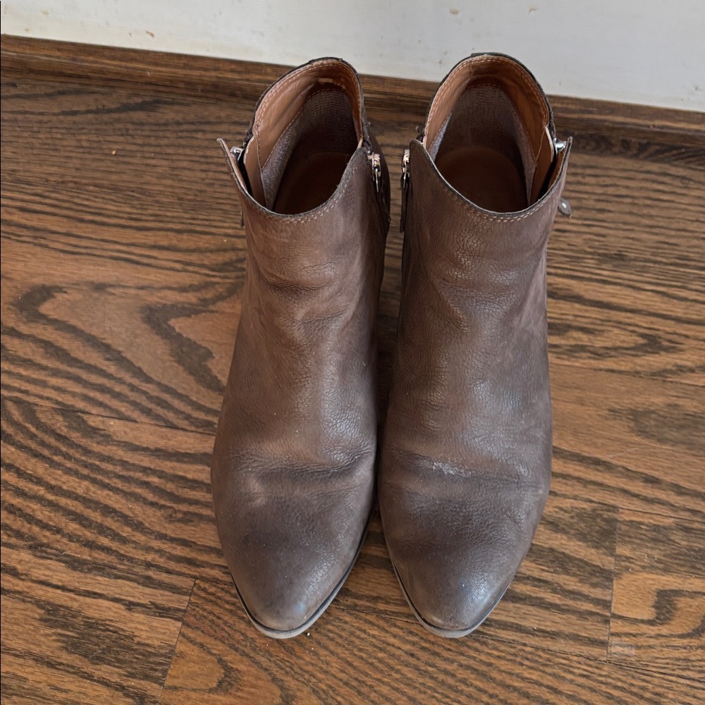 Frye Judith Brown Ankle Boots with Double Side Zippers